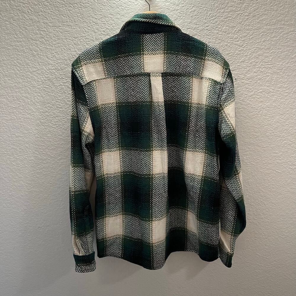 NWT Richie Le Plaid Wool Blend Shirt Jacket Green Herringbone Flannel Size S - Picture 3 of 6